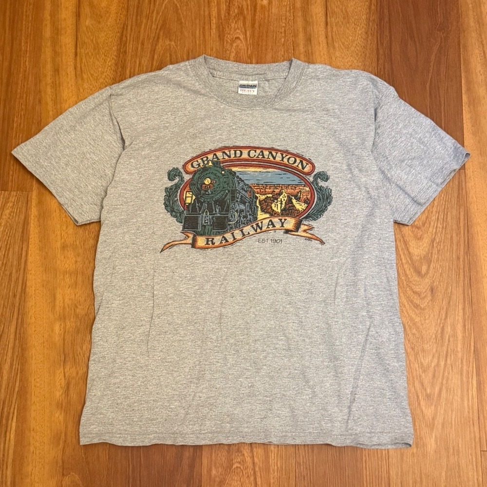 Vintage Grand Canyon Railway Gray Graphic T-Shirt Men's Size Large